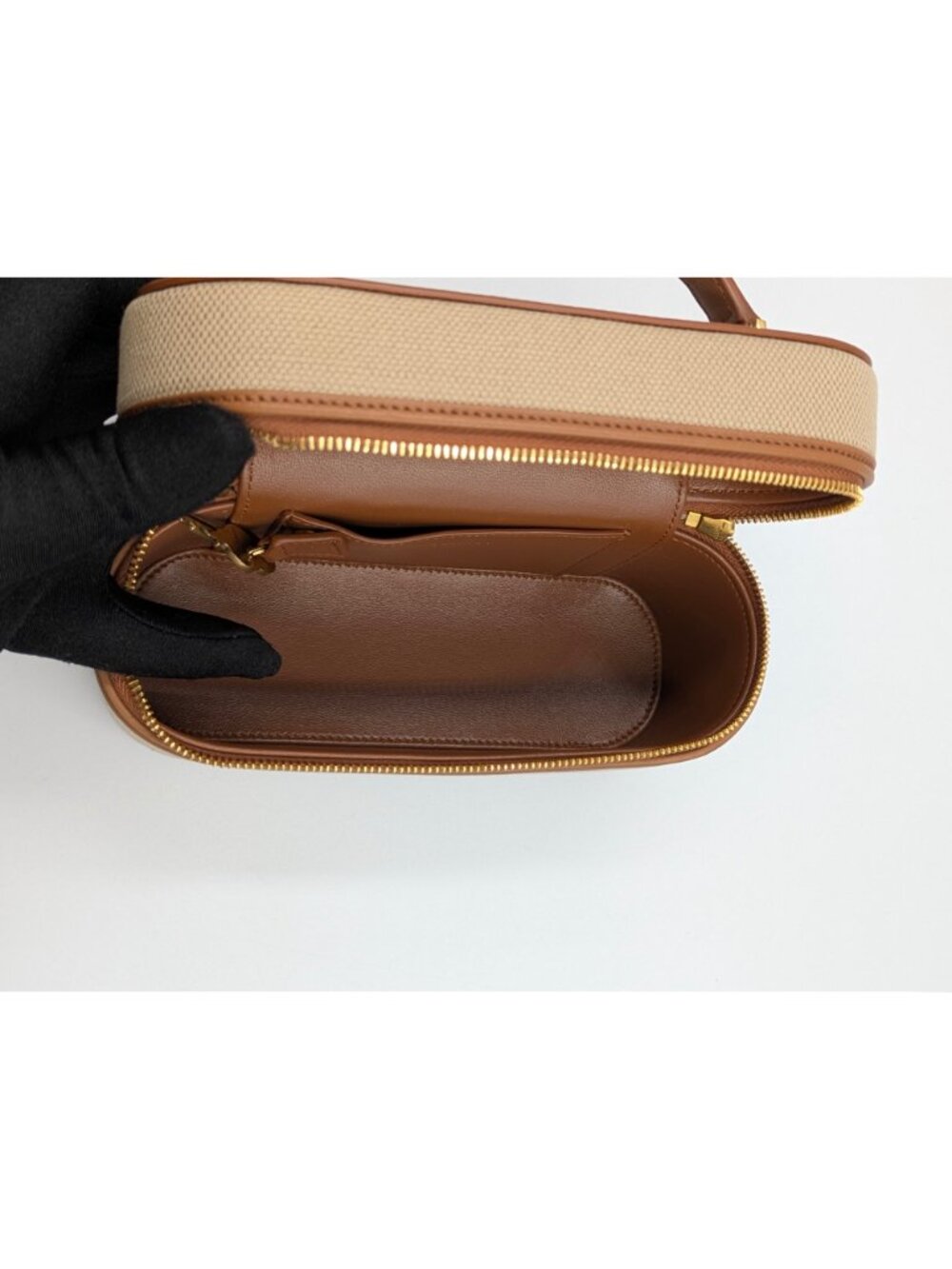 Saint Laurent Canvas Calfskin Mini Gaby Vanity Case Desert Dust Brick 834213 - Picture 5 of 15